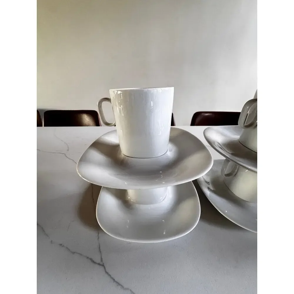 18pc Gerald Gulotta Block Langenthal Transition White Coffee Set + Platter MCM